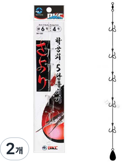 BKC 학꽁치 5단 훌치기 채비 BK-367 훌치기 묶음 바늘 카드채비, 2개, 1개입