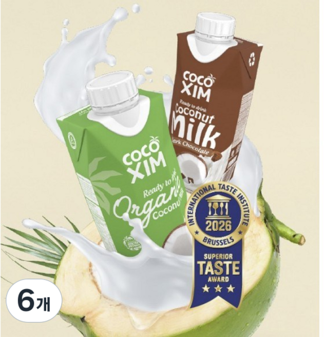 [국제 미식 품평회 3스타 수상] 코코씸 코코넛밀크 다크초콜렛맛, 6개, 330ml
