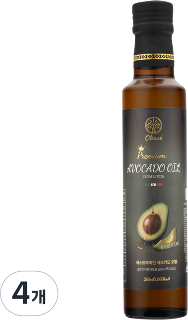 올리아베 엑스트라버진 멕시코 최상급 HASS품종 % 냉압착 아보카도오일, 4개, 250ml