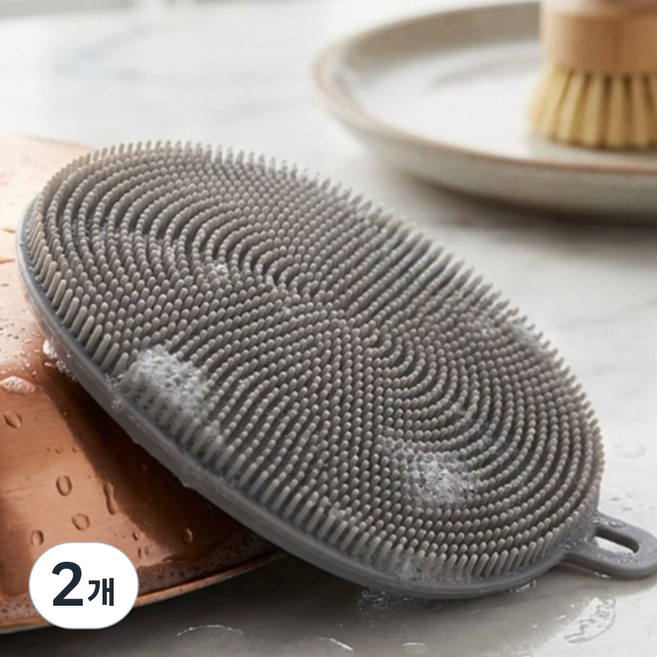 에이홈즈 두툼한 수세미 원형 브러쉬 부드러운 고리 실리콘 돌기 아기 젖병 과일세척, 2개, 1개