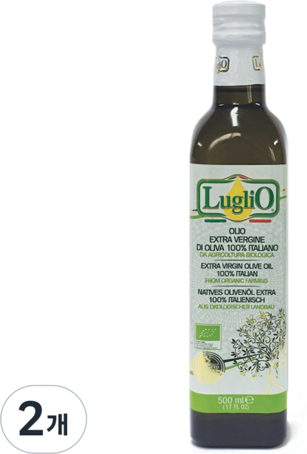 유기농 엑스트라버진 올리브오일, 500ml, 2개