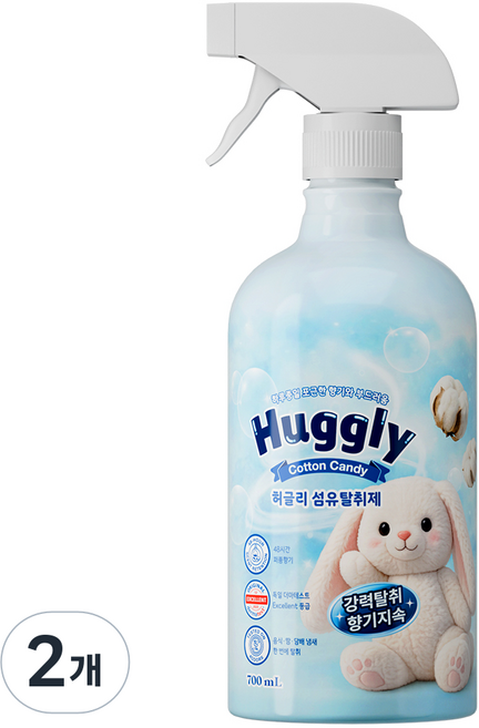 허글리 코튼캔디 대용량 섬유탈취제 본품, 2개, 700ml