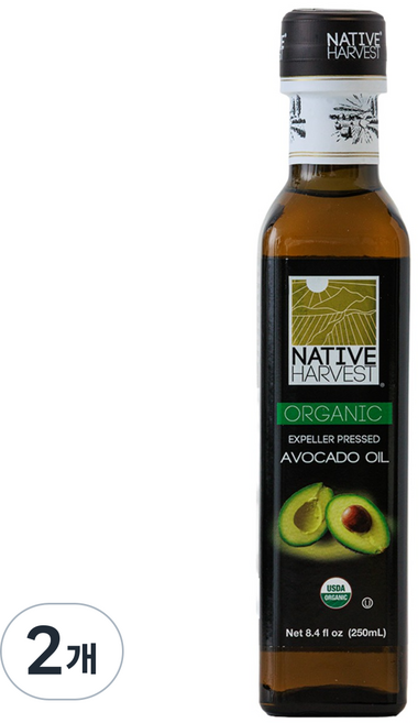 유기농인증 코셔인증 미국제조 아보카도 오일 엑스트라버진 자연냉압착 네이티브하베스트, 2개, 250ml
