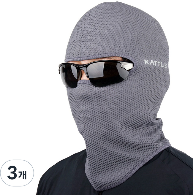 카투스 매쉬형 쿨 바라클라바 자전거 복면 두건 여름두건 쿨기능성 원단 Line-z, 그레이, 3개