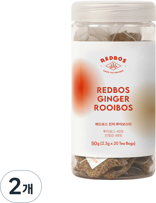 레드보스 진저 블렌딩 루이보스 티 생강차, 2개, 20개입, 2.5g