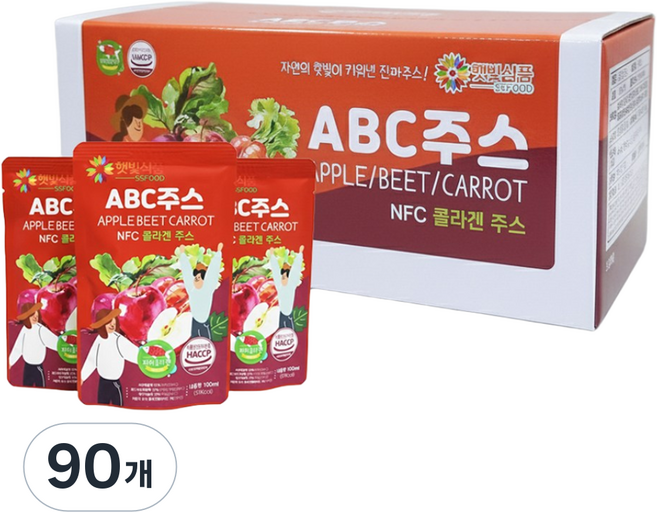 햇빛식품 갈아만든 ABC주스 콜라겐 함유, 90개, 100ml, 1