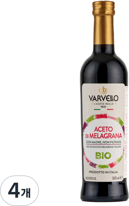 발베로 유기농 석류즙 석류 착즙 주스 식초, 4개, 500ml