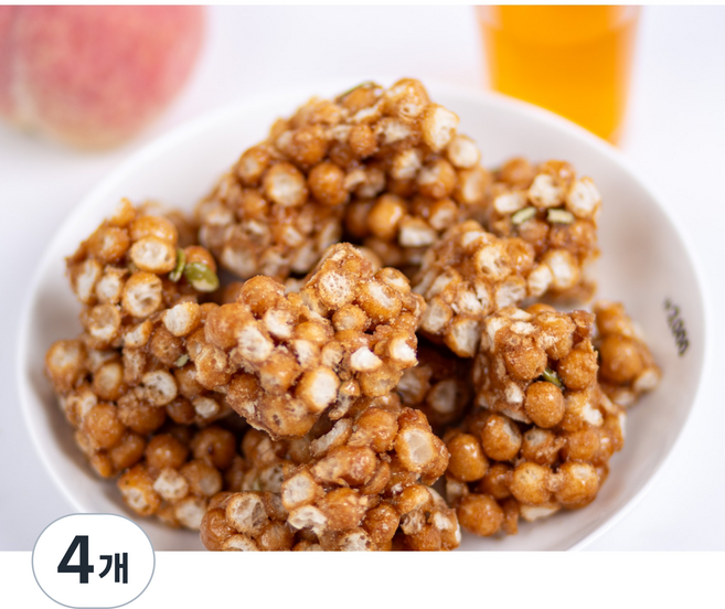 [20년전통 뻥튀기곡물나라] 오란다 건강한 쌀조청 부드럽고 쫀득한 수제 전통 간식 핸드메이드 웰빙 간식, 200g, 4개