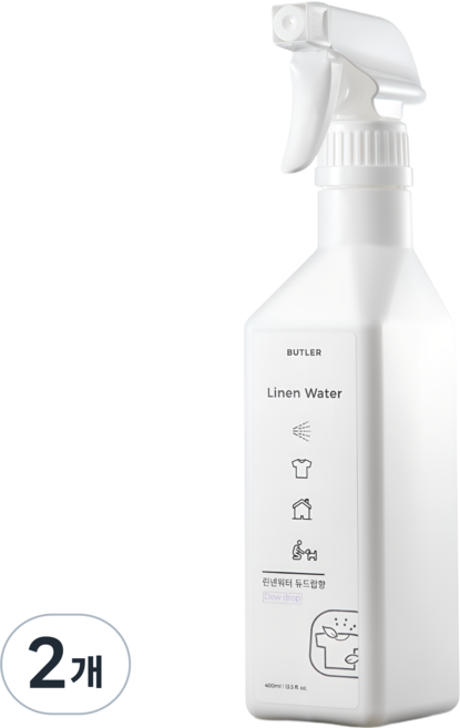 버틀러 섬유탈취제 린넨워터 듀드랍향, 2개, 400ml