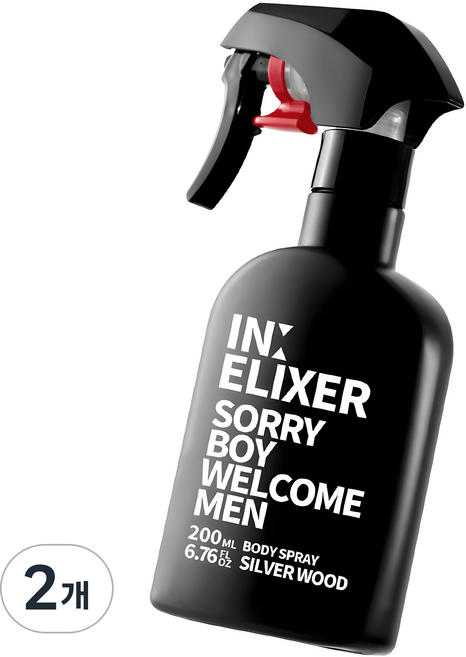 이넬릭서 바디스프레이 남자 향수 실버우드 향, 200ml, 2개