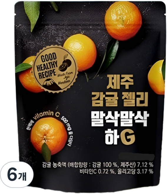 맛있는귤공방 휴럼 제주 감귤젤리 말삭말삭하G, 78g, 6개