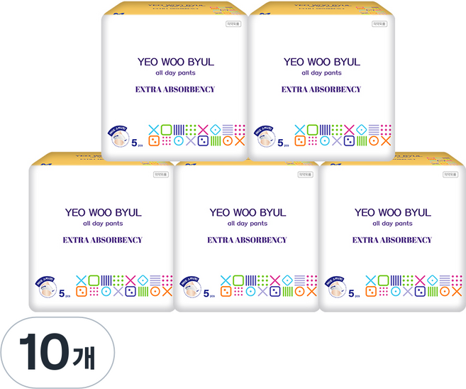 여우별 올데이 팬티형 생리대, 10개, 5개입, 중형