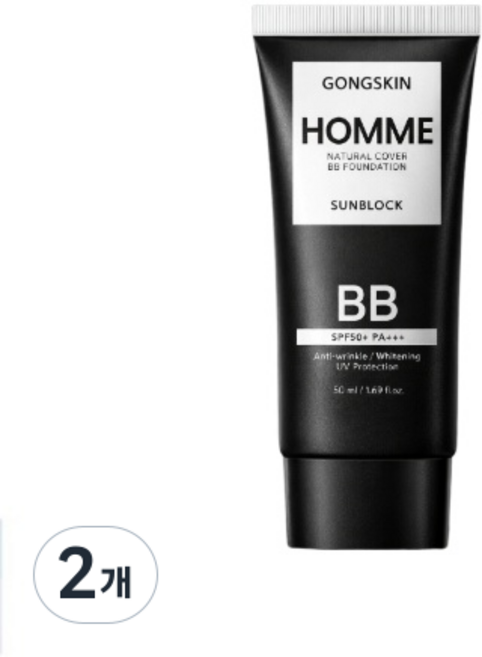 공스킨 내추럴 썬크림 BB 파운데이션 SPF50+ PA+++(식약처 인증 자외선 차단 미백 주름개선 3중 기능성), 50ml, 2개