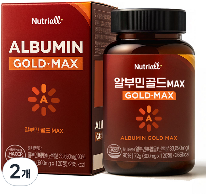 알부민 골드 MAX 식약청 인증 HACCP 4개월분, 2개, 120정