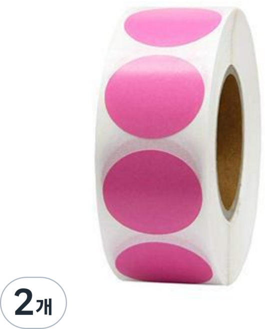 원형 칼라 스티커 8색 2.5cm /1000ps, 2개, 핑크/1000P