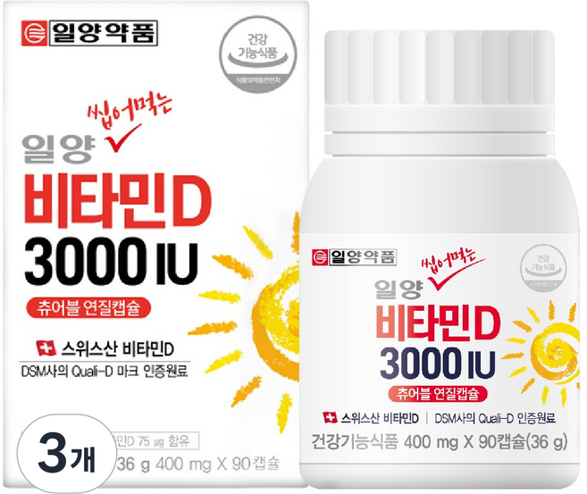 일양약품 일양 씹어먹는 비타민D 3000IU, 3개, 36g