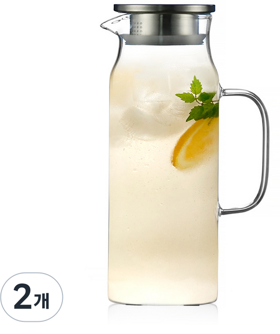 카페로메오 스텐캡 내열유리 냉장고 물병, 혼합색상, 1.5L, 2개