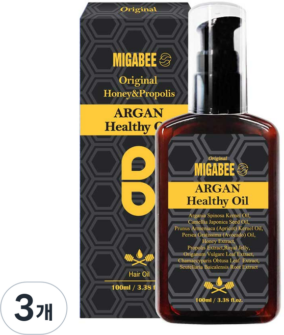 미가비 허니 헬씨 아르간 헤어오일 오리지널, 100ml, 3개