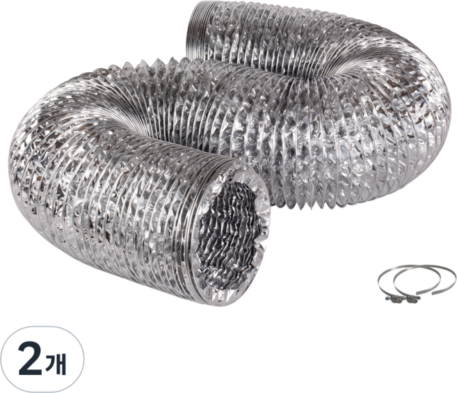 덕트몰 알루미늄 덕트 호스 배관 길이 2.5M / 알류미늄 은박 주름관 자바라 호수, 2개