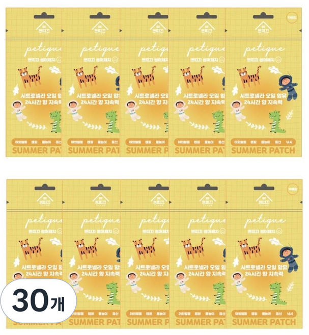 유아 아기 썸머패치 퇴치스티커 노랑 18매입, 10g, 30개