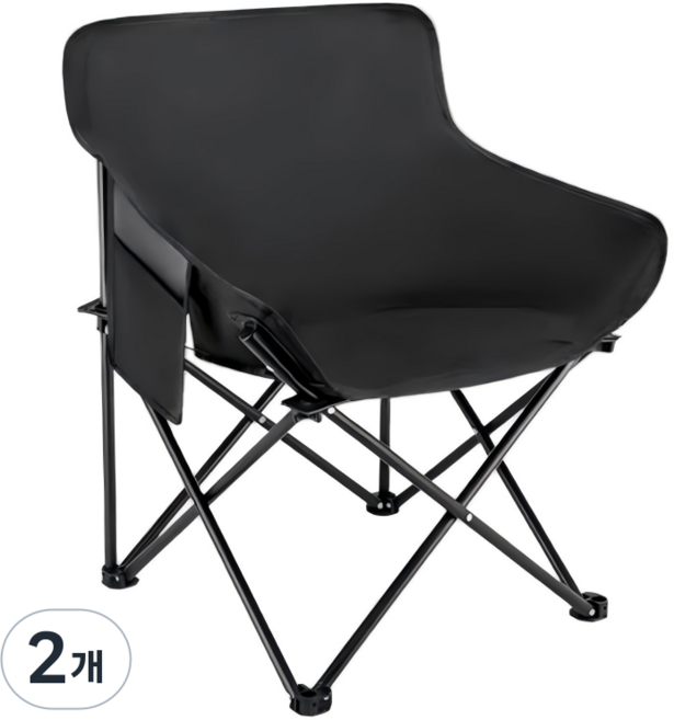 FLOENBIT 캠핑의자 접이식 경량 블랙 아웃도어용, 2개, 블랙/55