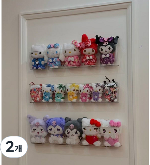 인형수납용 정리함 벽결이 수납전시 아크릴, 투명, 2개