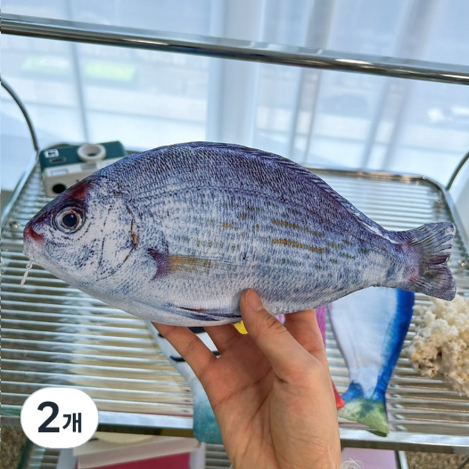 리얼한 생선필통 물고기 쓸데없는선물, 2개, 푸른물고기