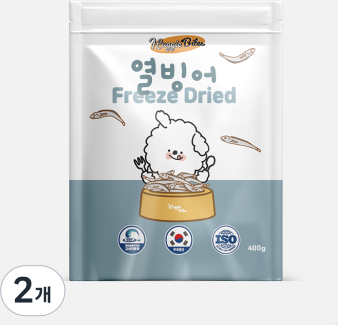 허기바이츠 강아지 동결건조 간식, 2개, 400g, 열빙어