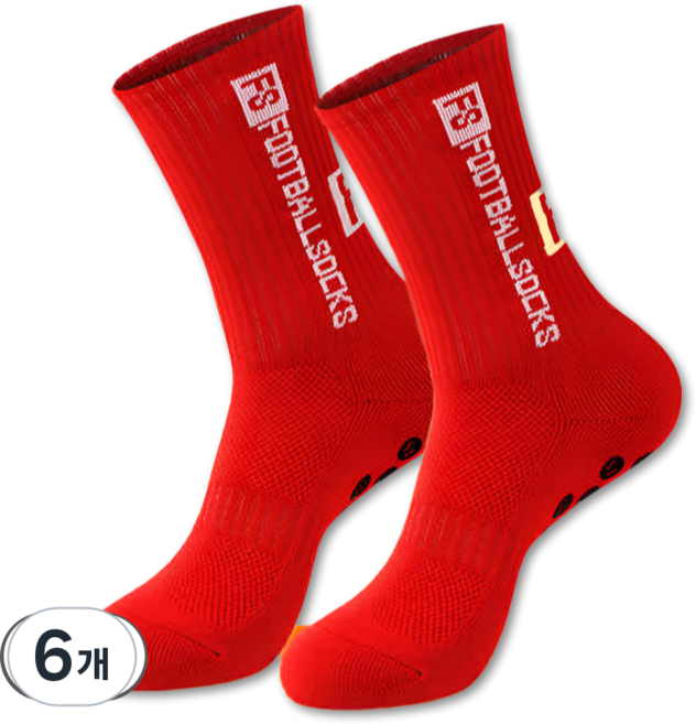 서플라이랩 논슬립 축구양말 세트, 6개, 레드