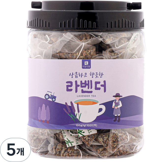 [미세플라스틱 없는 생분해필터] 미담식품 라벤더 차 삼각티백, 5개, 100개입, 1g
