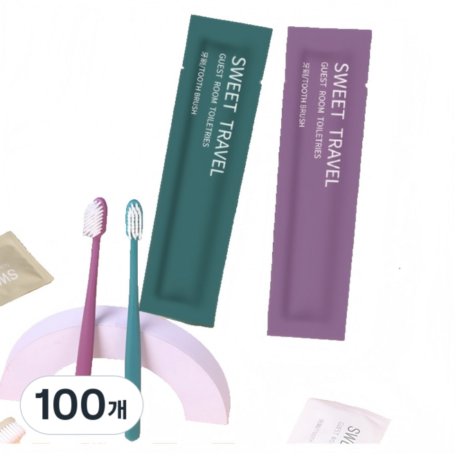 고급 원터치 일회용 칫솔 그린, 100개, 1개입