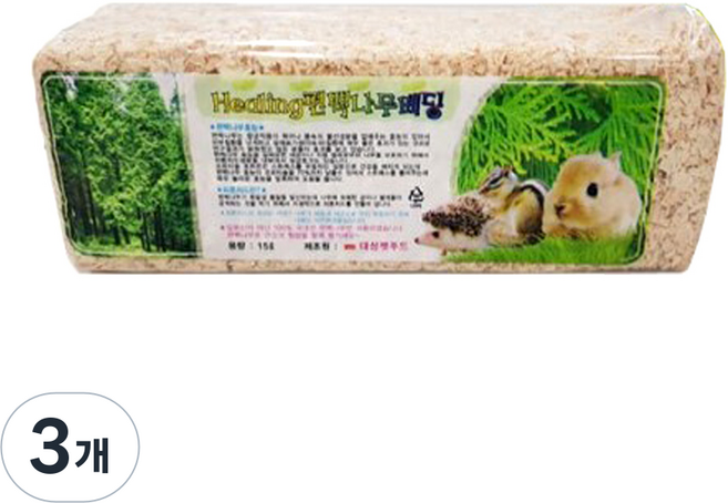 엠디클러스터 힐링 편백나무 햄스터 베딩, 15L, 3개