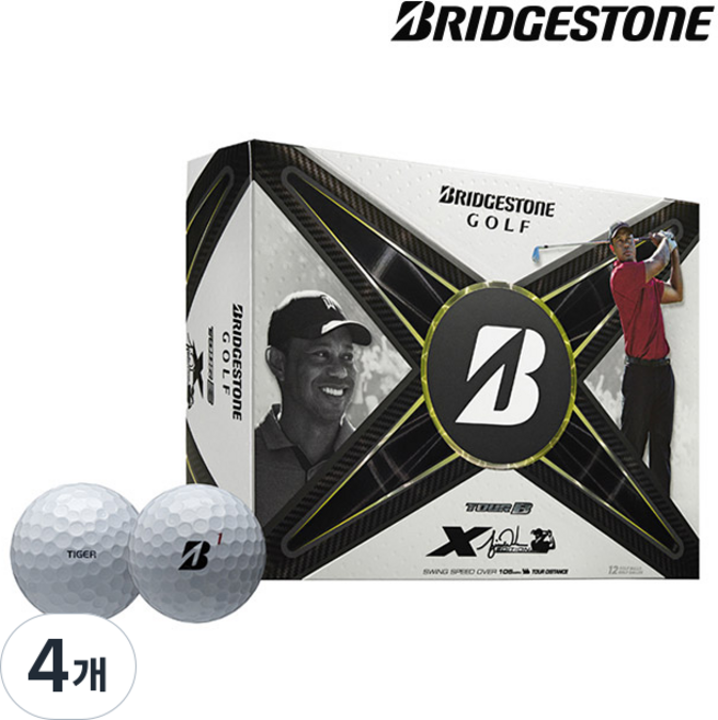 브리지스톤 TOUR B X 타이거우즈 에디션 골프볼(3PCS), 화이트, 4개, 12개입