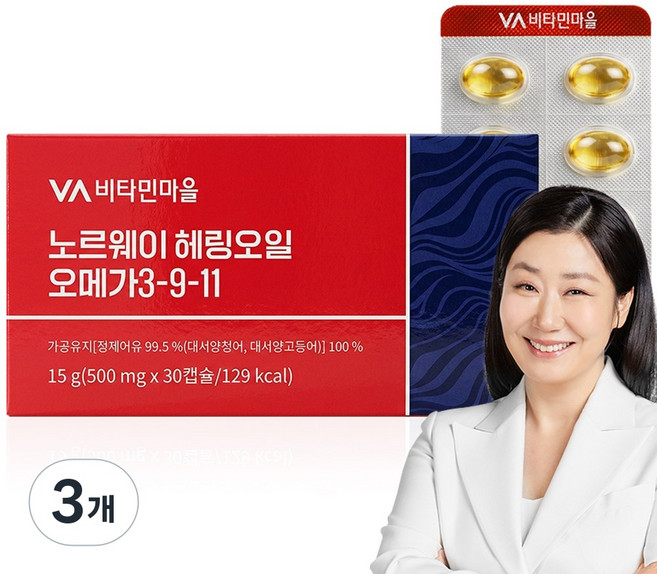 비타민마을 노르웨이 Epax원료 rTG 알티지 헤링오일 오메가3-9-11, 3개, 30정