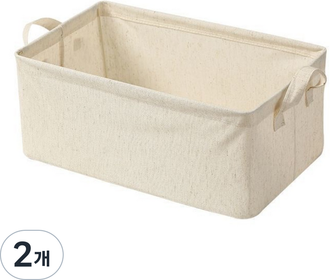 패브릭 접이식 수납함 다용도 정리함, 아이보리, 2개