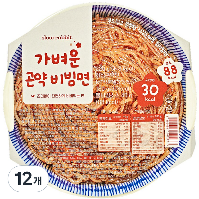 가벼운 곤약 비빔면 컵면, 12개, 220g