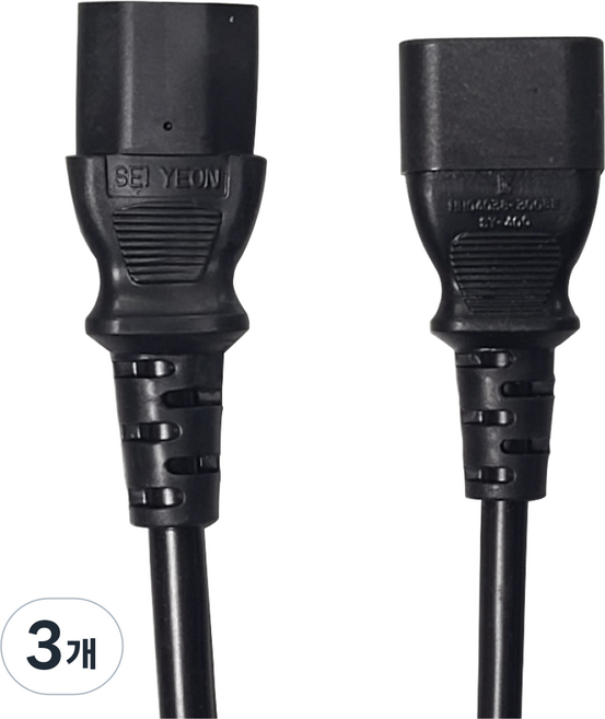 국산 캡코드 16A 파워 연장 케이블, 3개, 3m