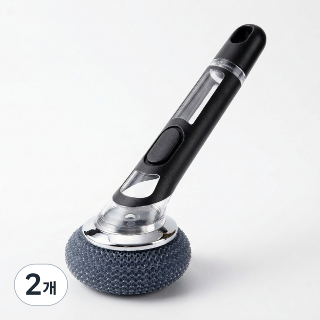 씨티엔 일체형 펌핑 수세미 일체형 손쉬운 설거지, 2개, 블랙