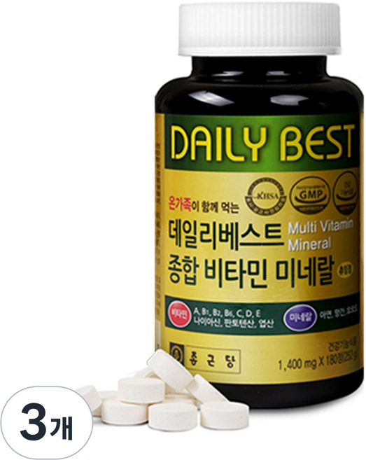 종근당 데일리베스트 종합비타민 6개월분, 180정, 3개