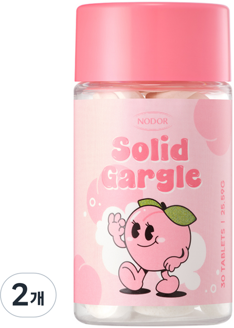 [본사공식몰] 노도르 입냄새 구취 제거 휴대용 고체 가글 복숭아 30정, 2개, 25.6g