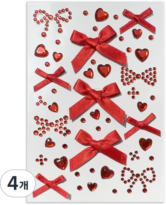 다락301 스티커 페이스 반짝이 페스티벌 파티 워터밤 메이크업 큐빅 얼굴스티커, 4개, 09 레드리본