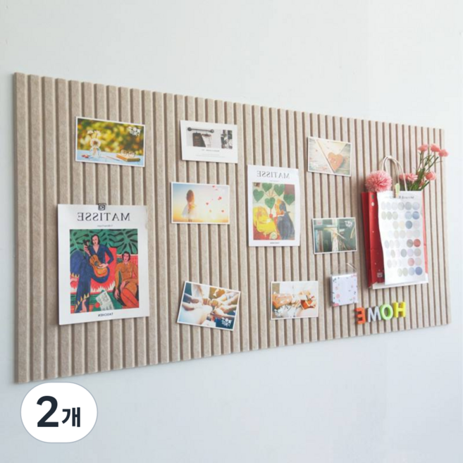 데일리담 무타공 부착식 펠트 게시판 알림판 메모판 120x60 120x80, 2개