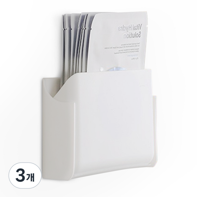 생리대 마스크팩 보관함 무타공 수납함, 화이트, 3개