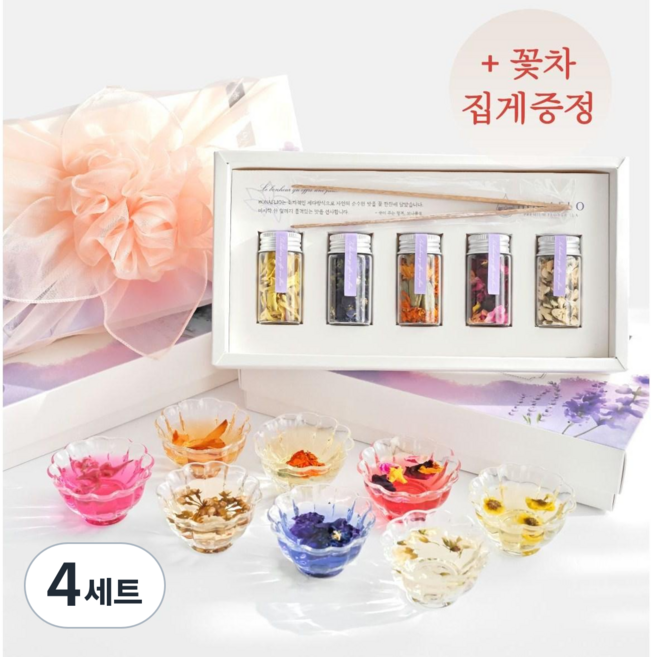 국산 수제꽃차 5종선물세트+고급집게+쇼핑백 메리골드 장미 국화 명절 추석선물, 4세트, 꽃차5종+집게+쇼핑백
