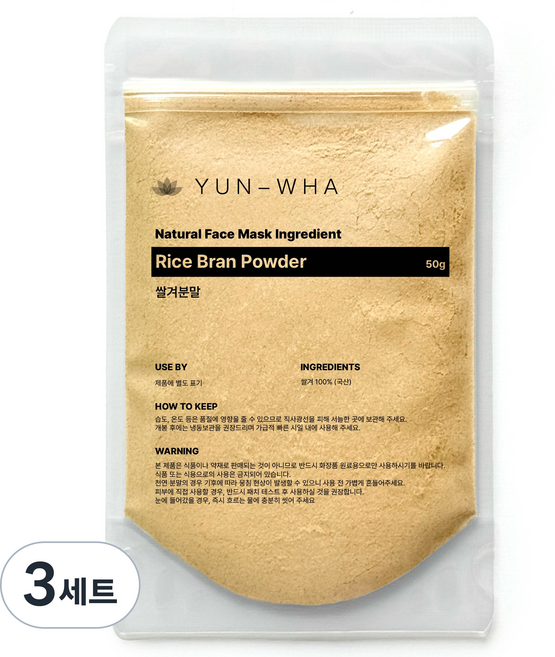연화 미강 쌀겨가루 곡물팩 천연팩가루 얼굴팩, 1개입, 3개