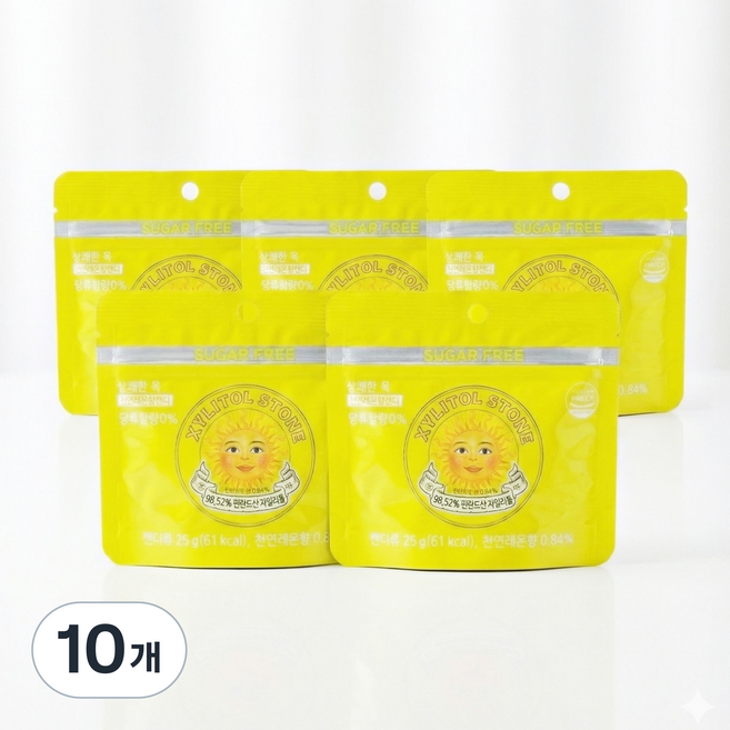 [약국입점판매]상쾌한 목 천연레몬향 캔디 자일리톨 스톤, 10개, 25g