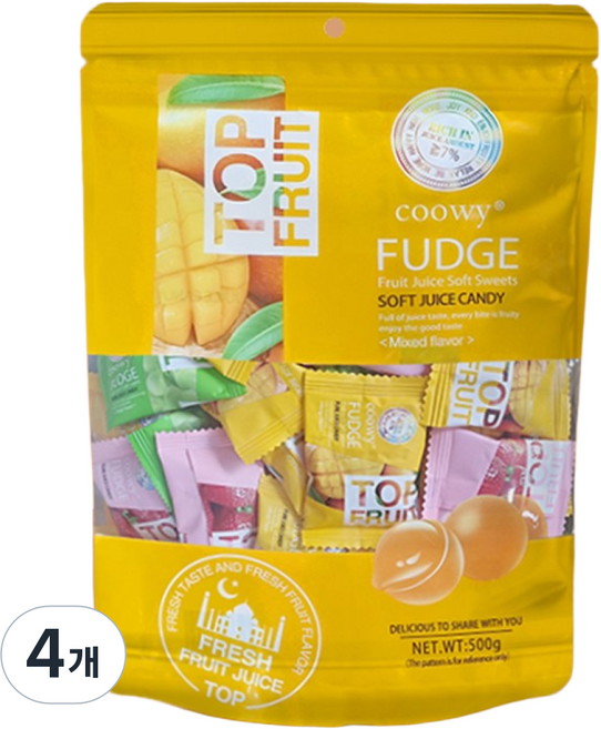 coowy 쿠위 탑젤리 3가지 믹스맛 (망고 청포도 딸기), 4개, 500g