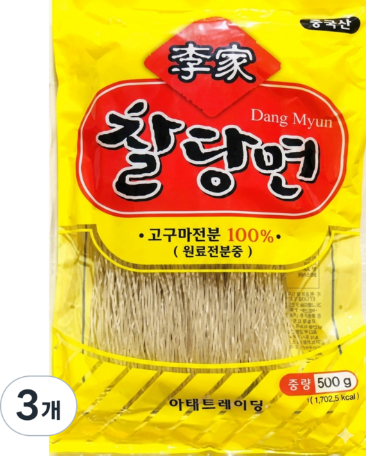 이가 당면 고구마100% 쫄깃한 잡채 마라탕 전골용 찰당면, 3개, 500g