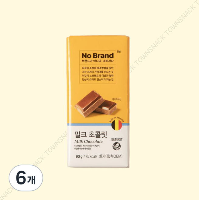 노브랜드 밀크 초콜릿(100g), 90g, 6개