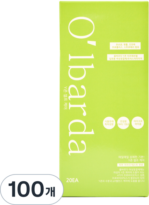 올바르다 여성청결제 Y존 이너케어 리프레쉬젤, 2g, 100개